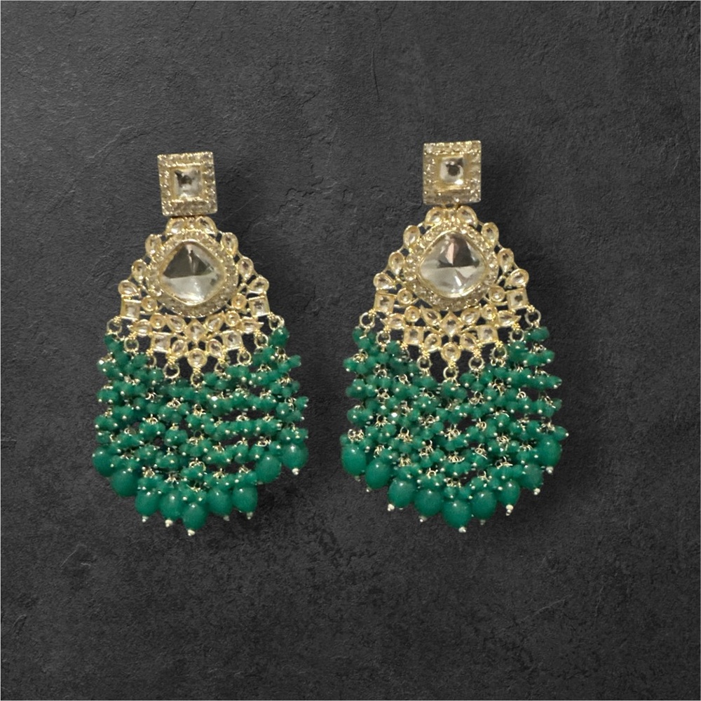 Elegant Gold and Green Dangle Earrings